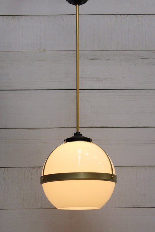 Huxley pendant with large open shade and gold fixture