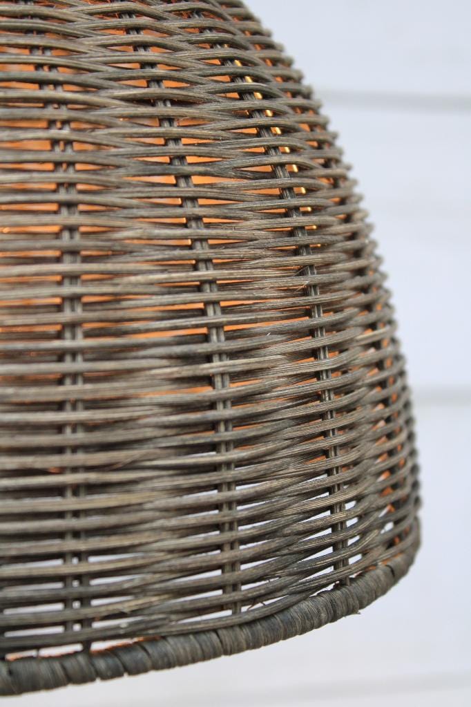 Close-up of woven rattan detailing on shade