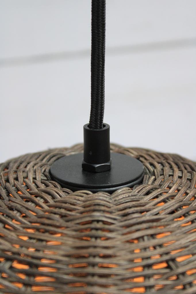  Top view of rattan shade and of lampholder