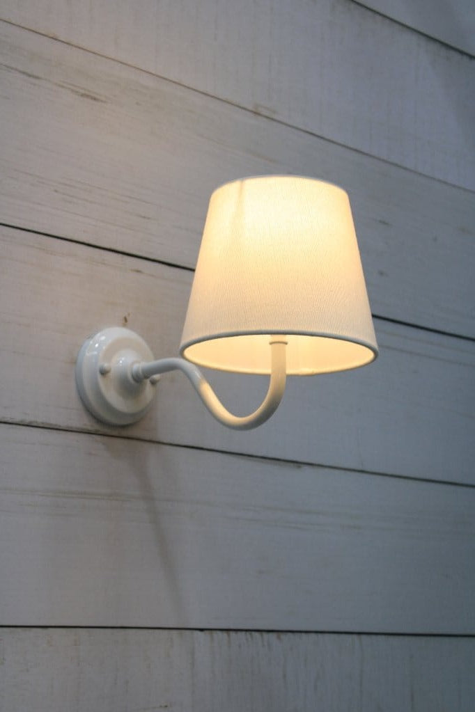 White gooseneck wall light with white shade