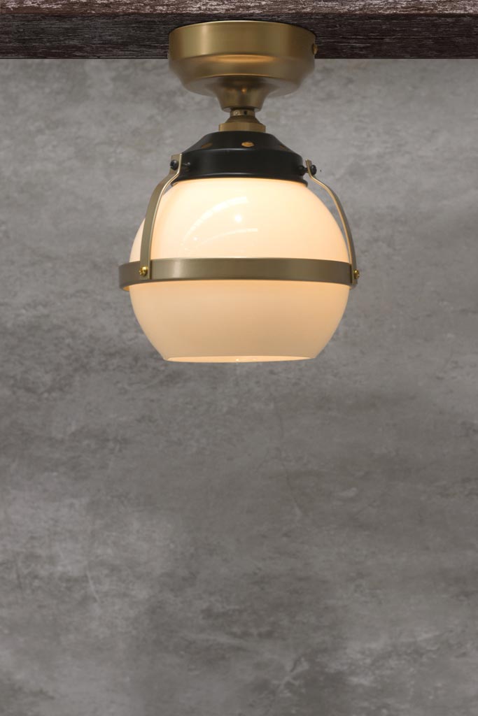 Huxley ceiling light with gold finish and small open shade