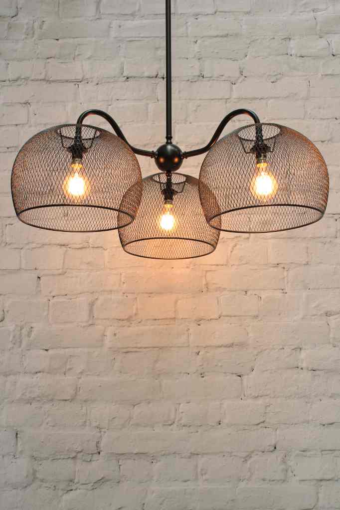 Industrial Gooseneck Basket Chandelier full shot