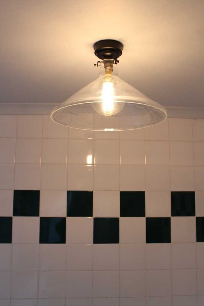 Lab funnel batten light ideal for low ceilings and with a edison style filament bulb