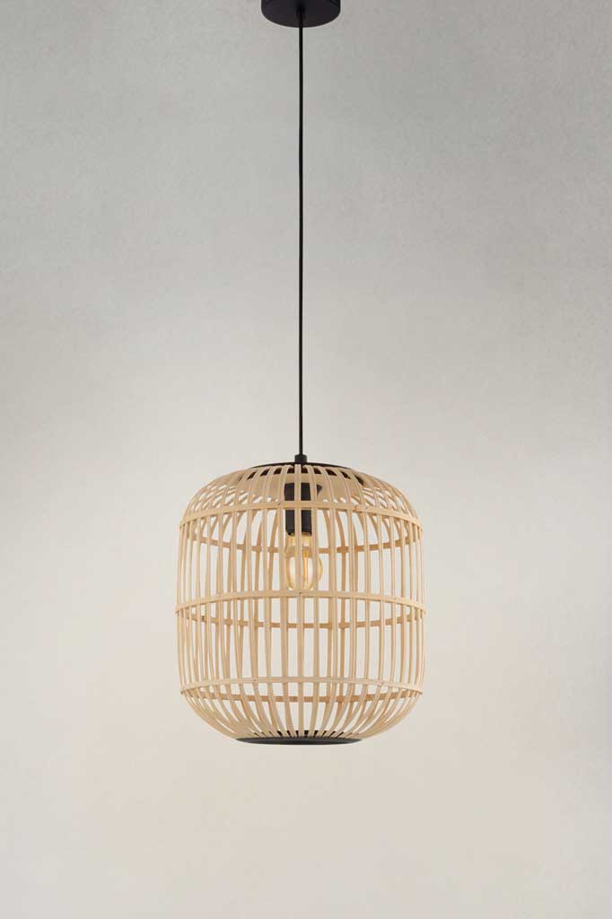 Large pendant light with cane shade