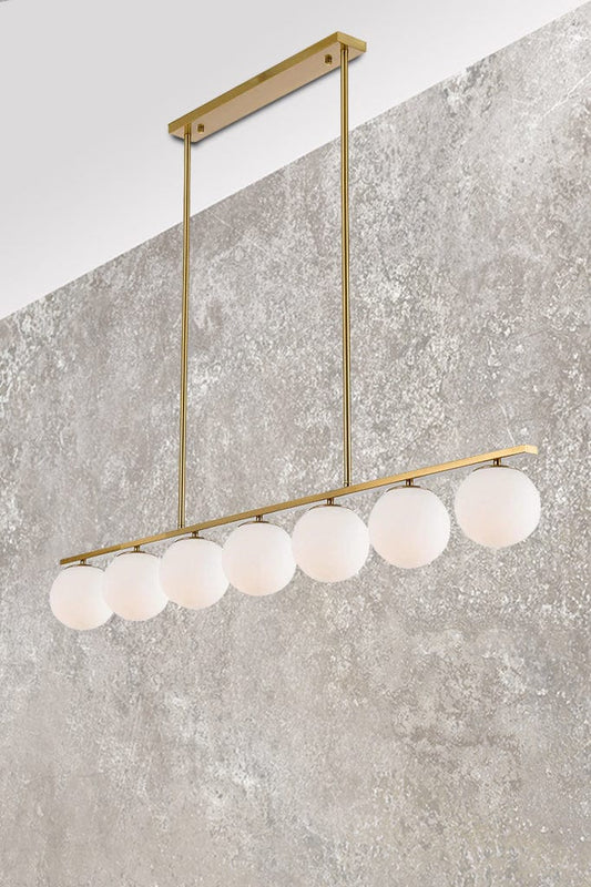 Banff 7-light linear pendant antique gold finish