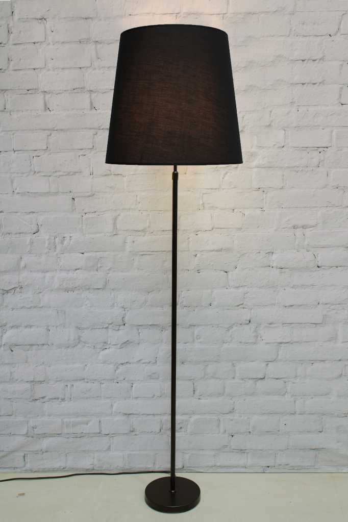 Melrose Tapered Shade Floor Lamp with black base and black shade