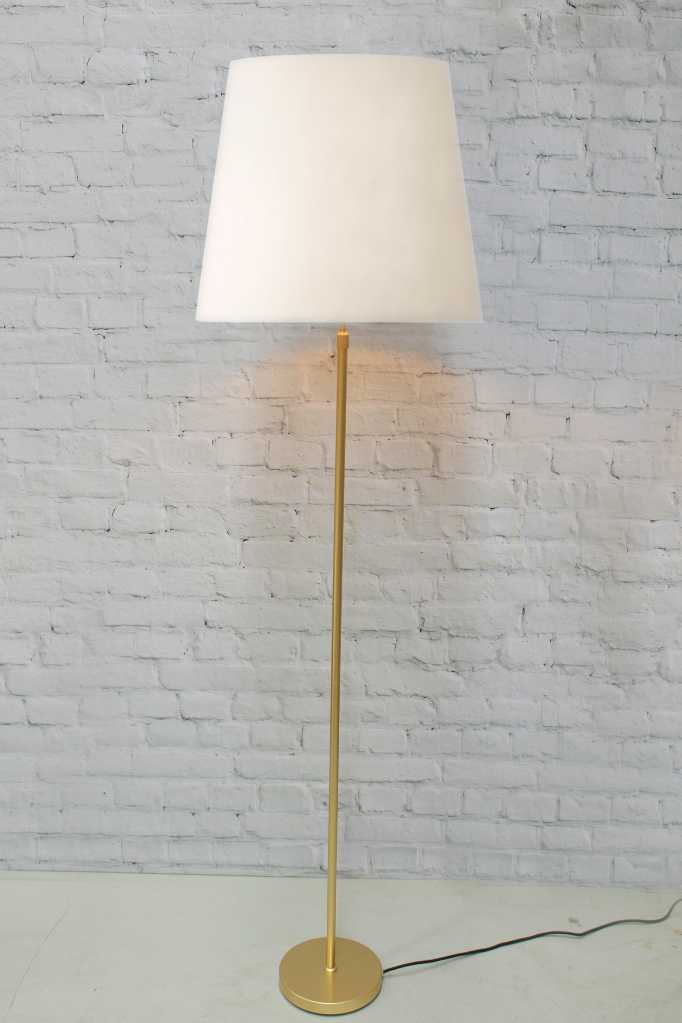 Melrose Tapered Shade Floor Lamp with gold base and a natural shade