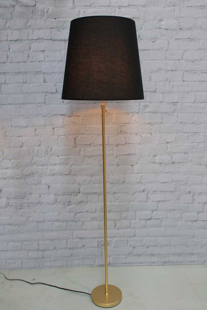 Melrose Tapered Shade Floor Lamp with gold base and a black shade