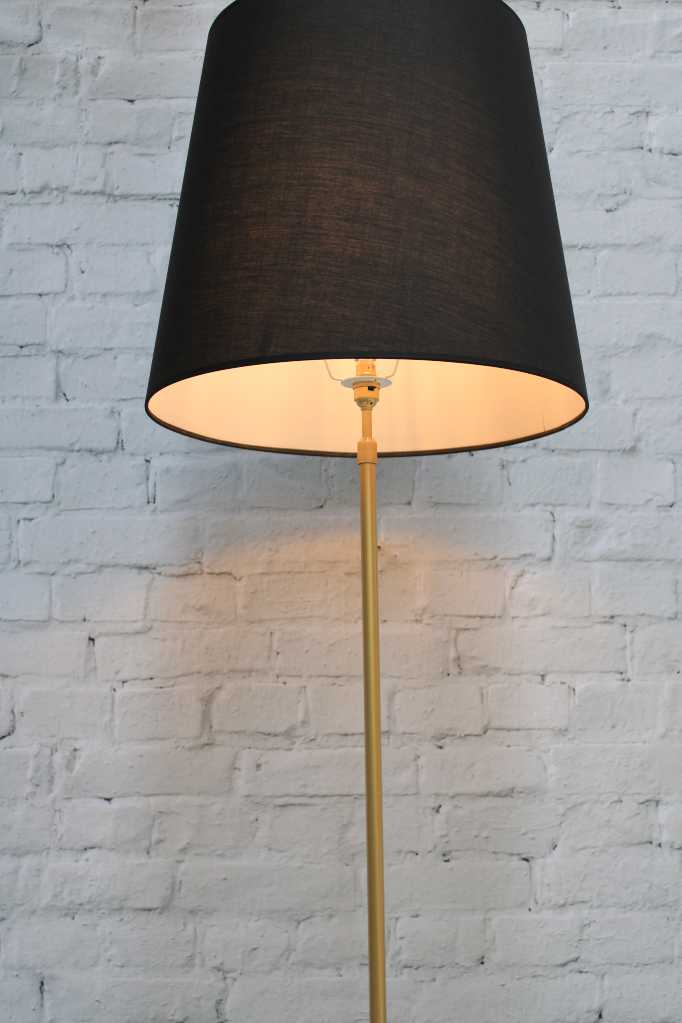 Melrose Tapered Shade Floor Lamp with gold base and black shade