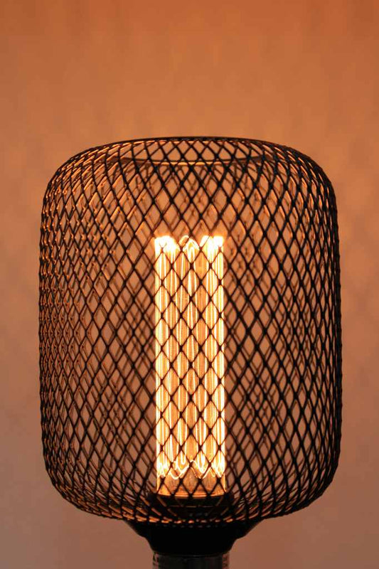 Black mesh cylinder shaped bulb