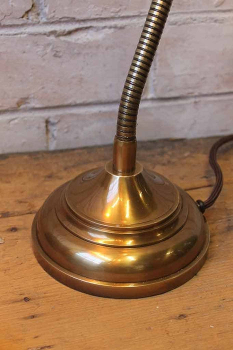 Traditional Bankers Lamp Large In Raw Brass Finish With Green