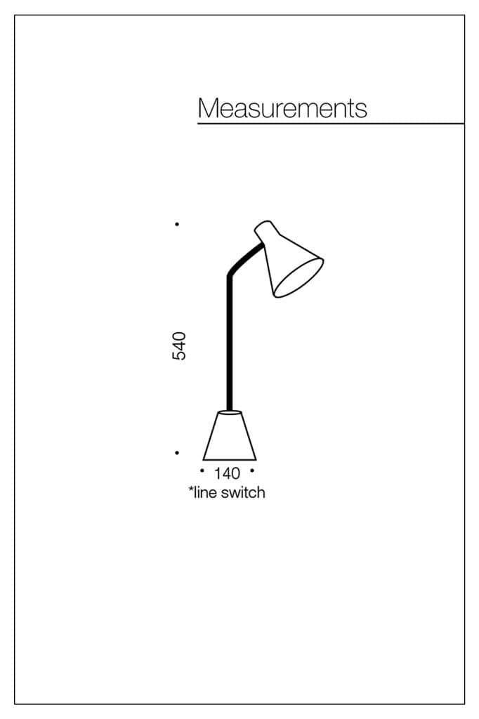 Modern table lamp measurements