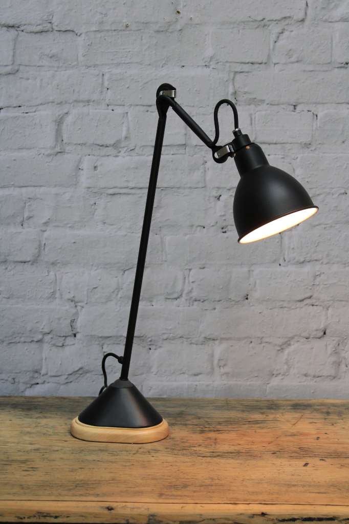 Large desk light with wooden base