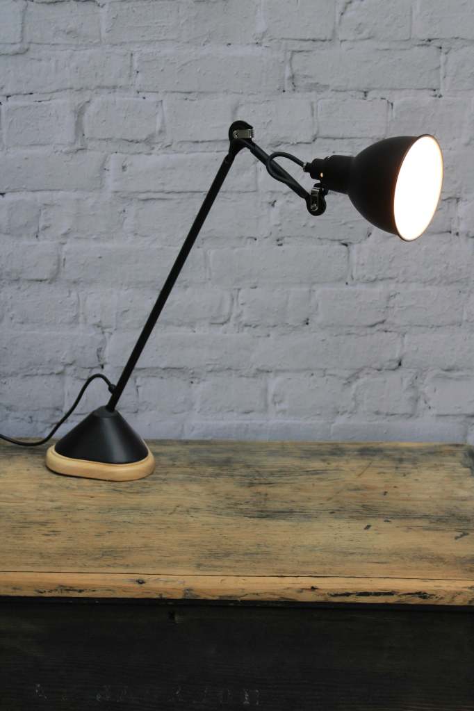 Large desk light with wooden base