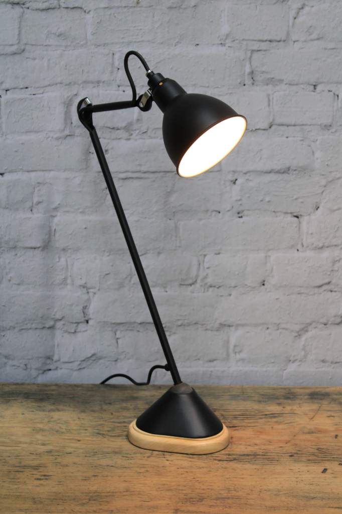 Large desk light with wooden base