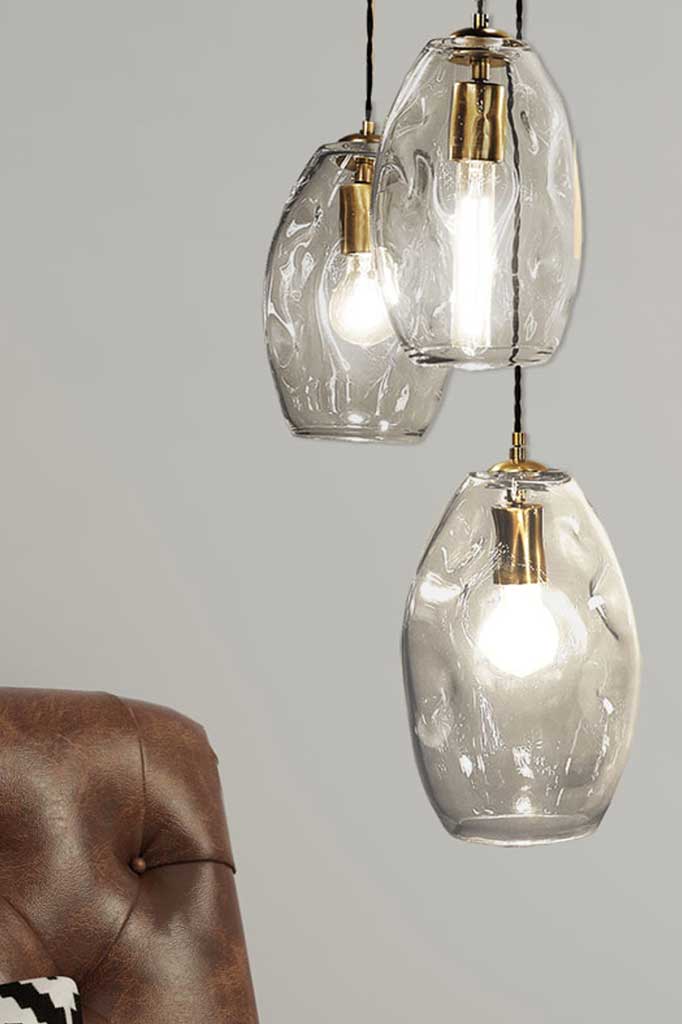 Mouth blown glass pendant lights