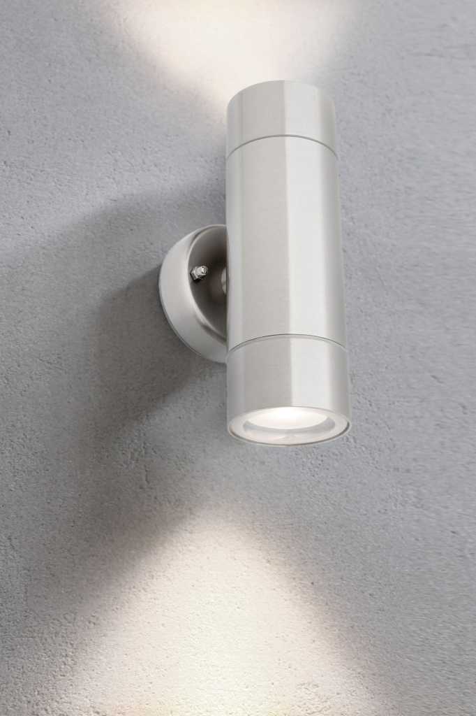 Naval LED Up/Down Wall Spotlight in stainless steel silver