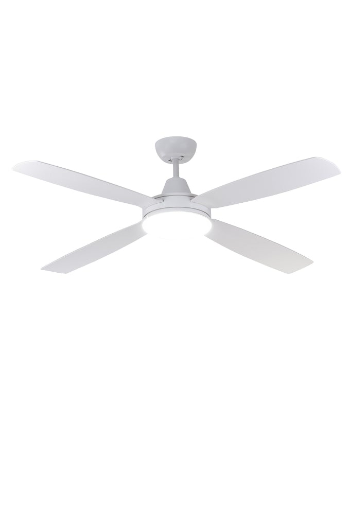 White ceiling fan with ABS blades and LED