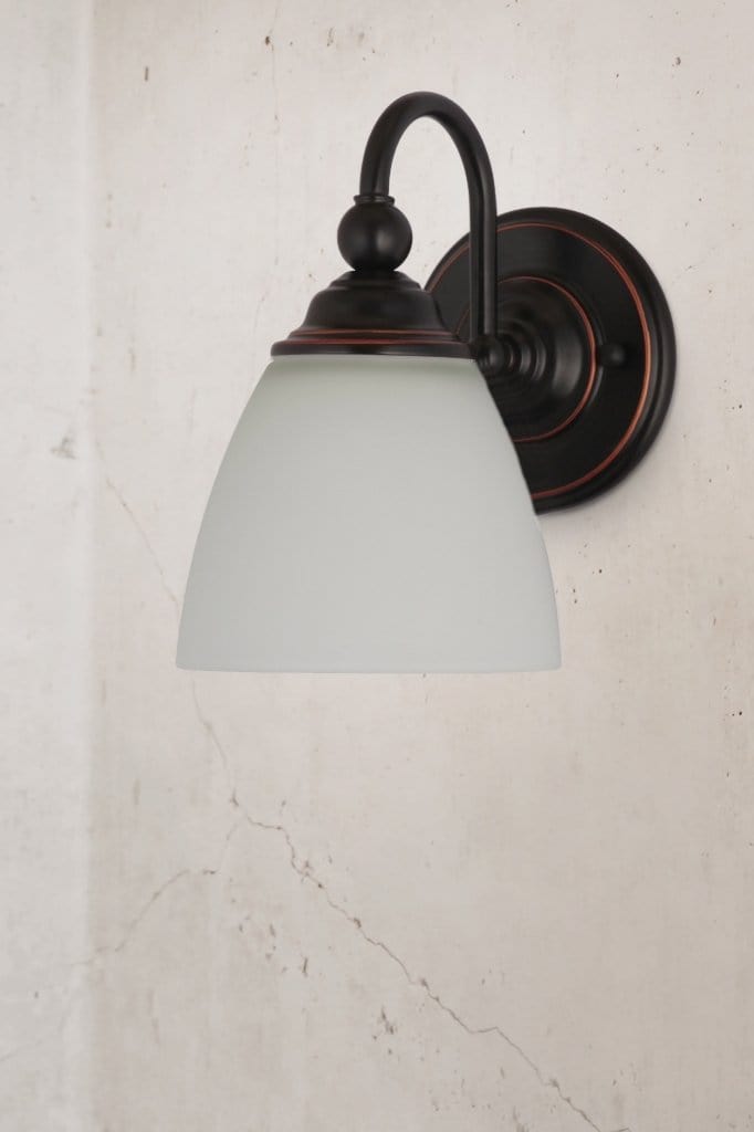 One light opal wall light in bronze finish