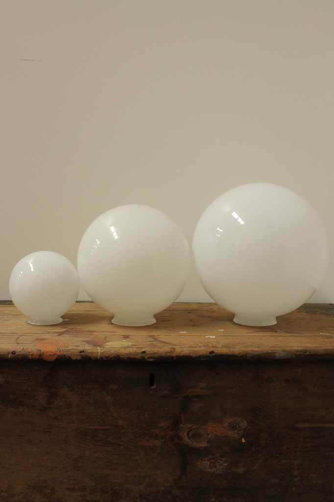 Opal glass ball shades in small, medium and large 