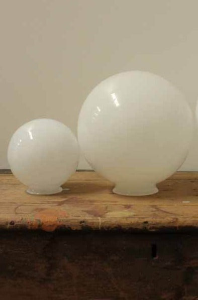 Opal glass ball shades in small, medium