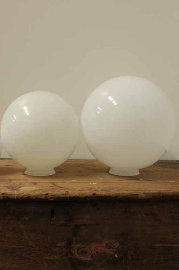 Opal glass ball shades. small med and large. opal glass ball lighting