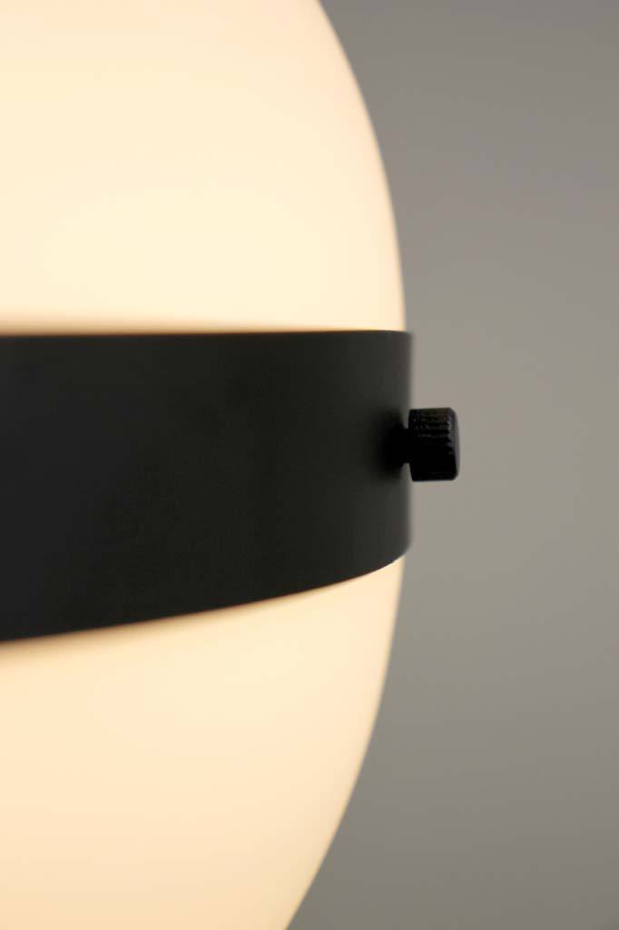 Opal glass shade with black fittings