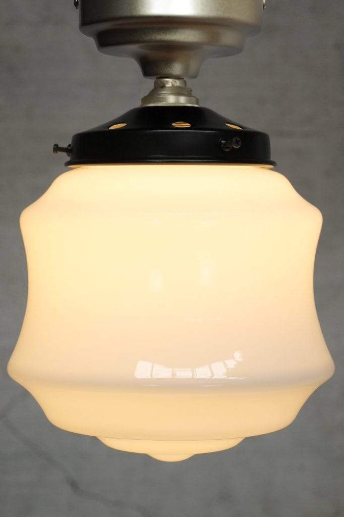 Opal glass flush mount light with gold batten holder