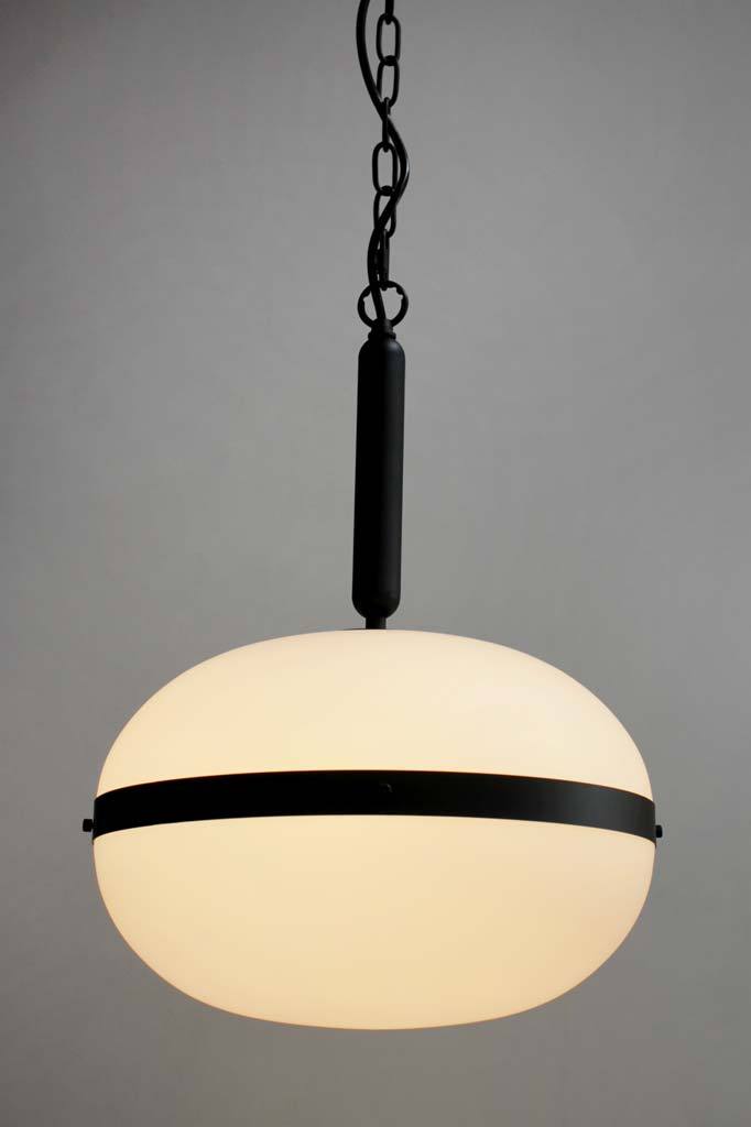 Opal glass pendant light with chain suspension