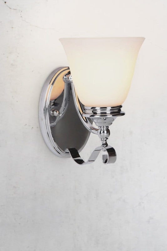 Chrome wall light illuminated