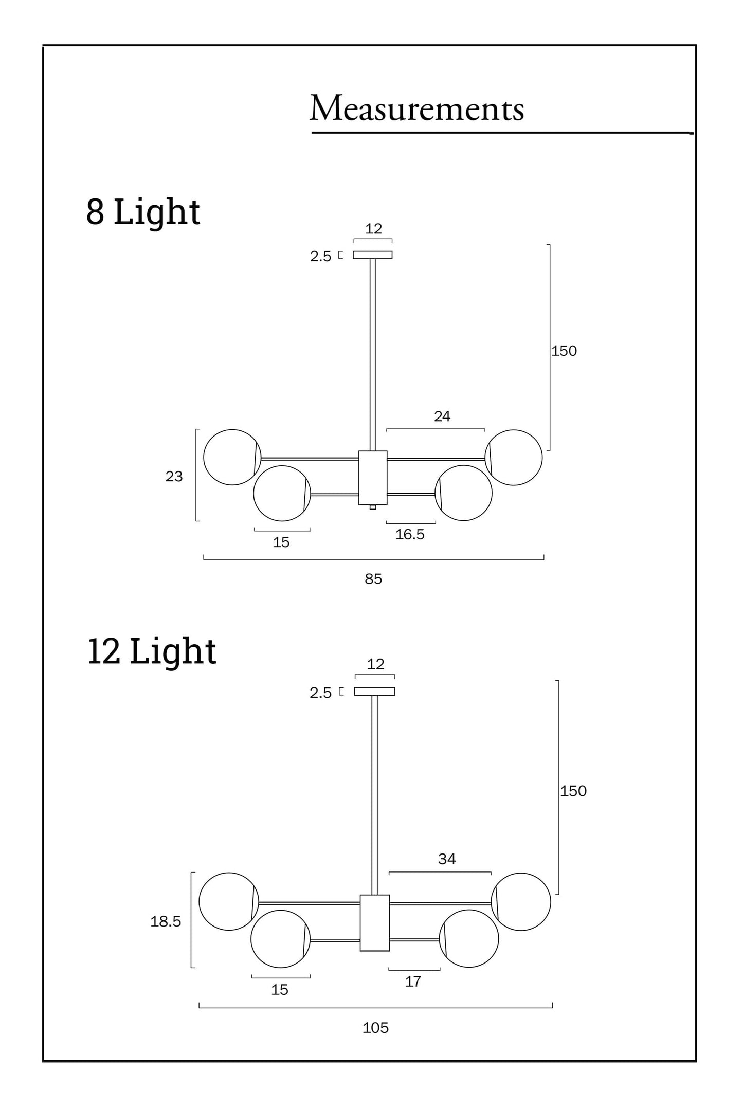 Banff multi light pendant 8 & 12 light pendants