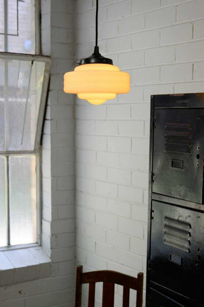 black suspension cord with the Boston schoolhouse shade