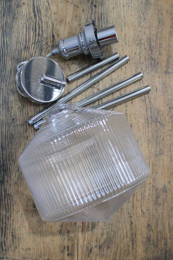 Provence Glass Rod Light disassembled