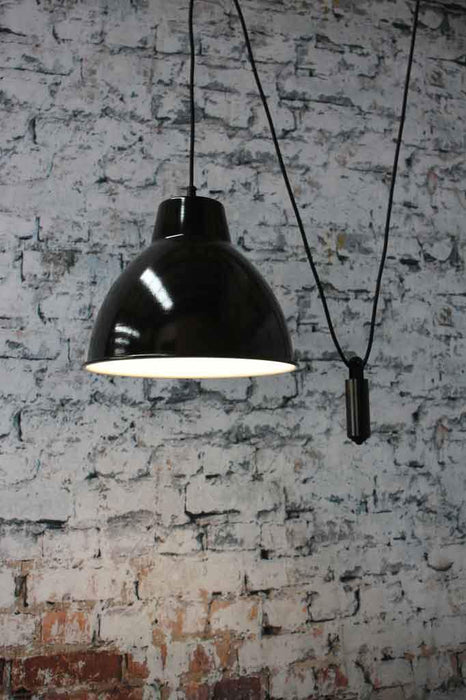 Black shade on pulley pendant 