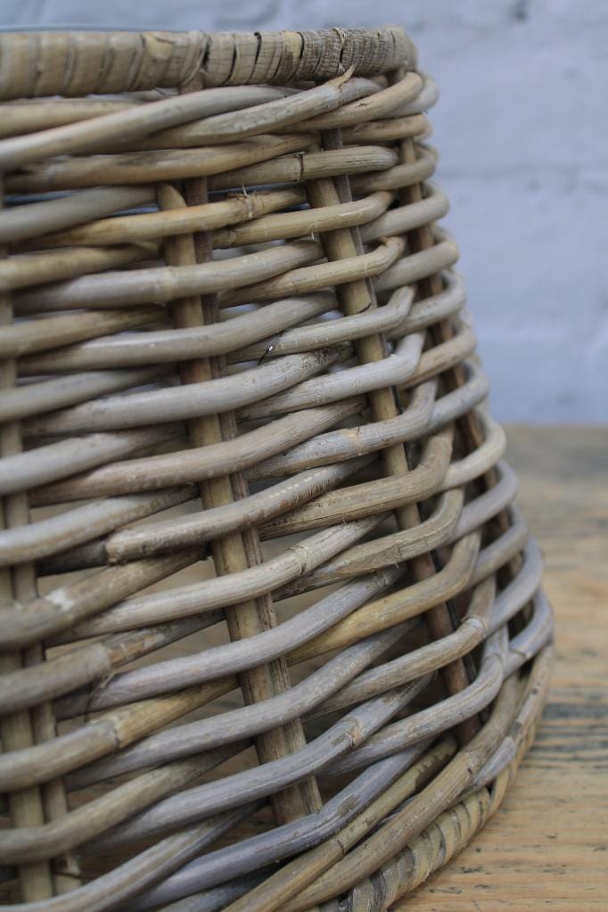 Detail of woven wicker basket shade