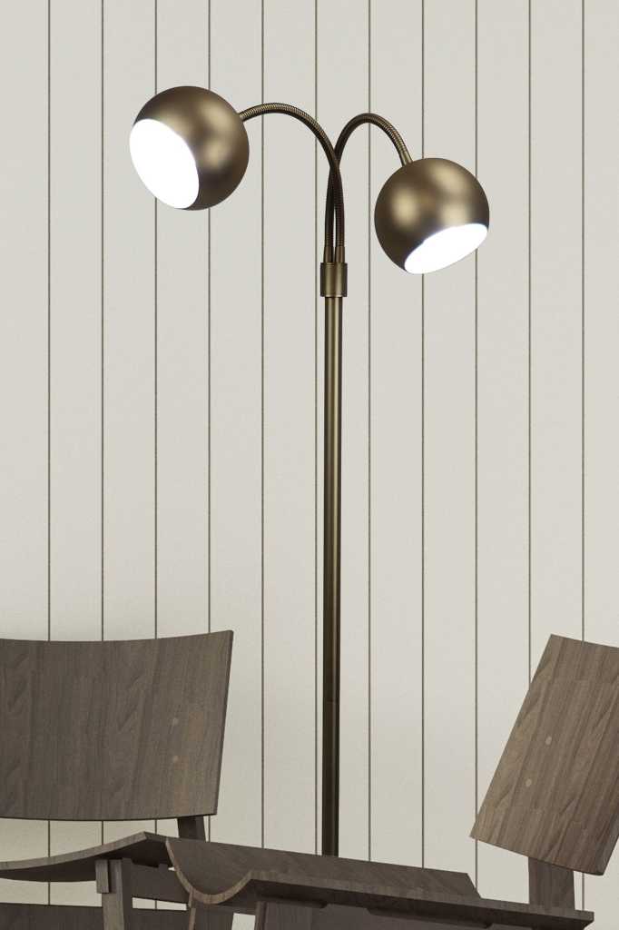 Retro floor lamp in bronze finish