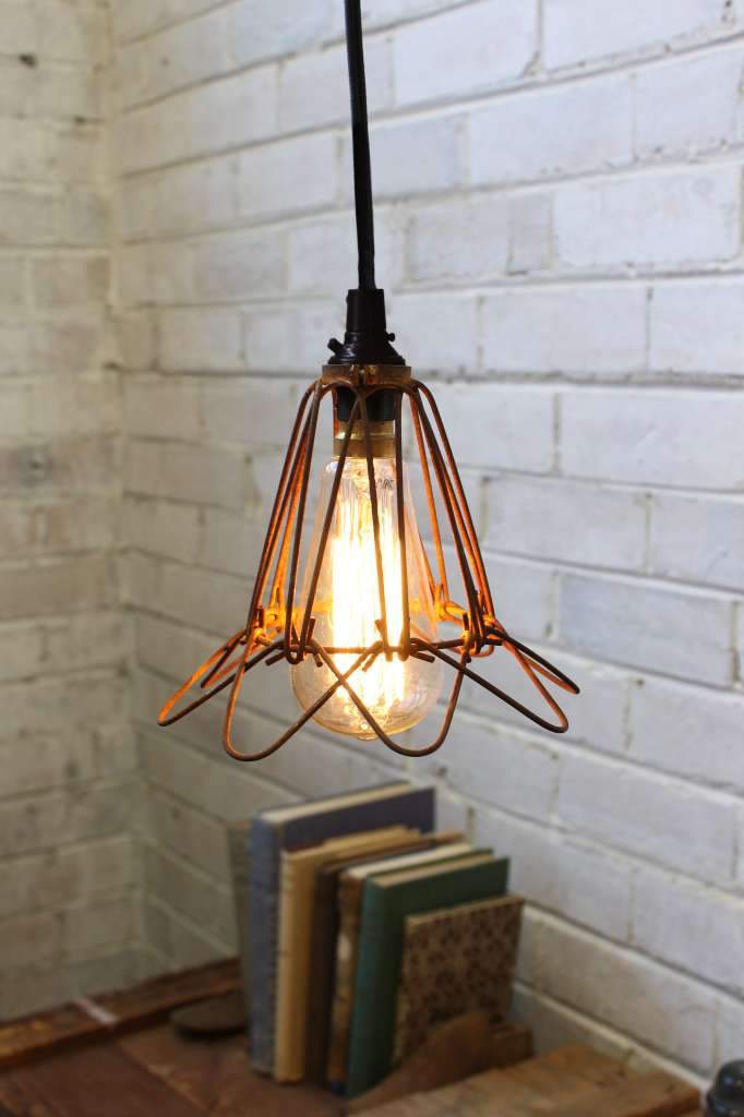 Wire cage pendant on sale light shades