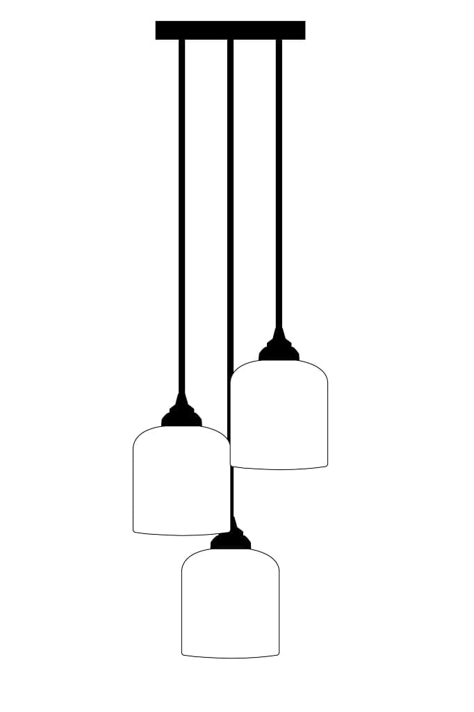 3 light ceramic pendant with black finish