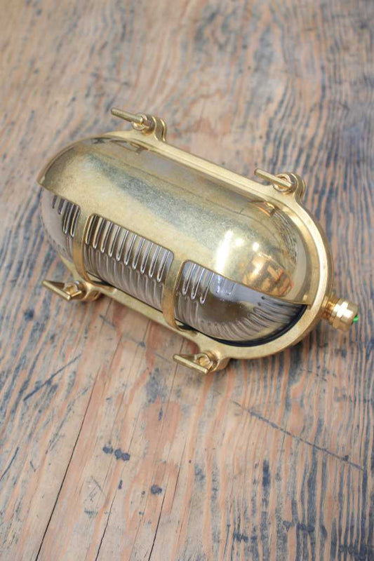 Secombe Brass Outdoor Bulkhead Lights eyelid 