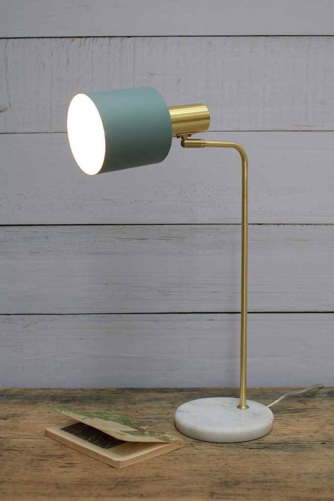 Shergolds Marble Table Lamp in green tilting upwards