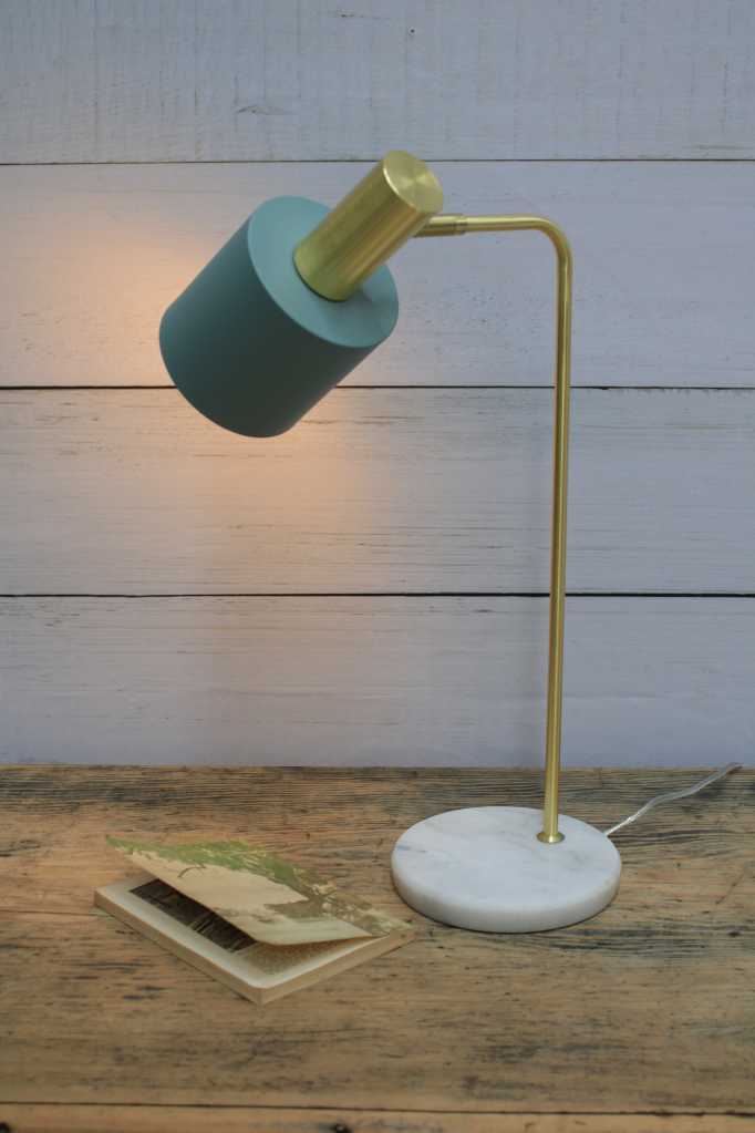 Shergolds Marble Table Lamp in green tilting downwards