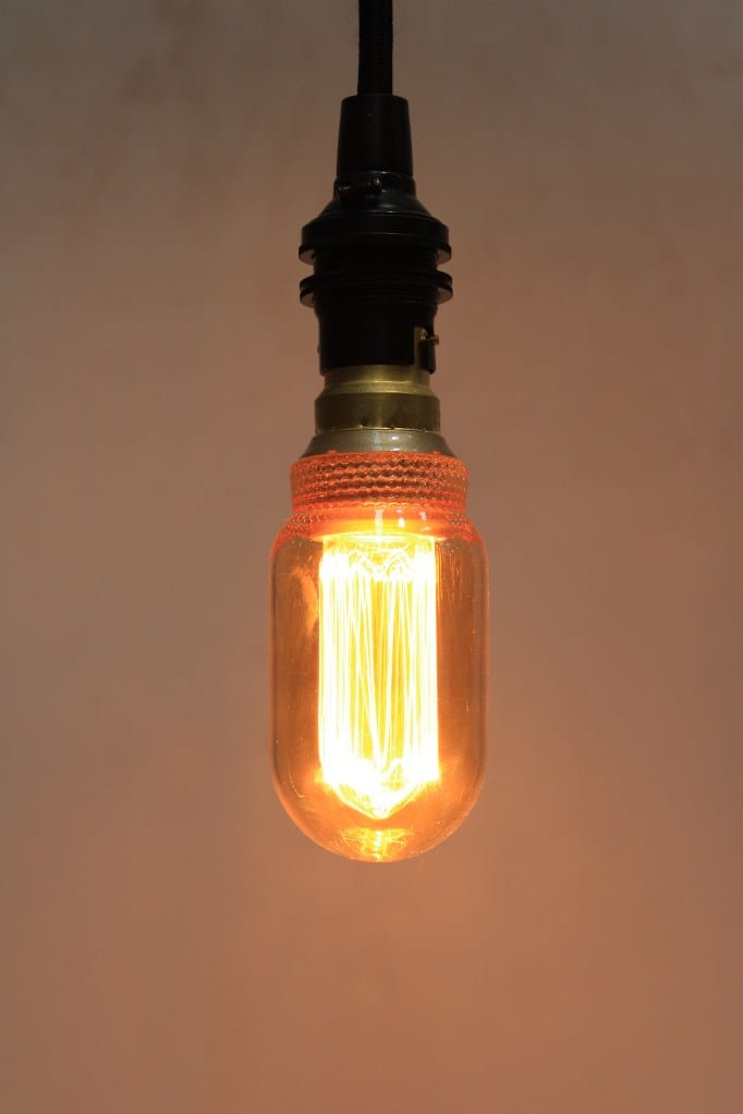 Laser-cut filament amber LED bulb on pendant cord