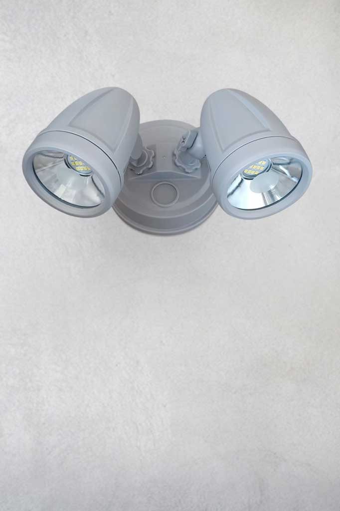 Silver twin LED spotlight without sensor