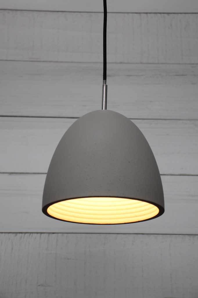 Small danish design hoover concrete pendant with matt bowl shade