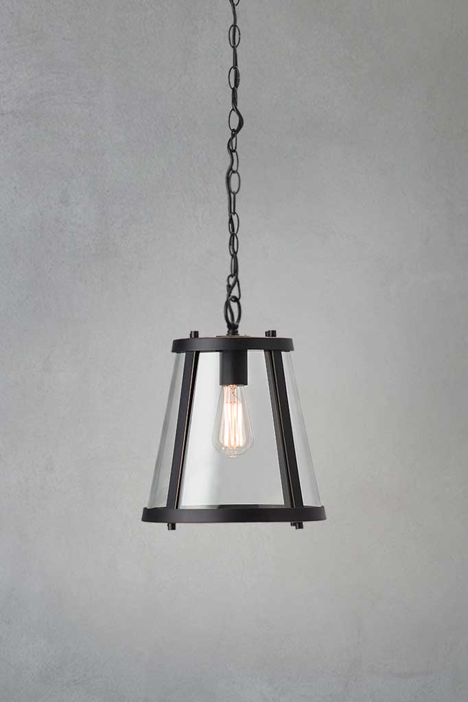 One light lantern pendant light in black bronze