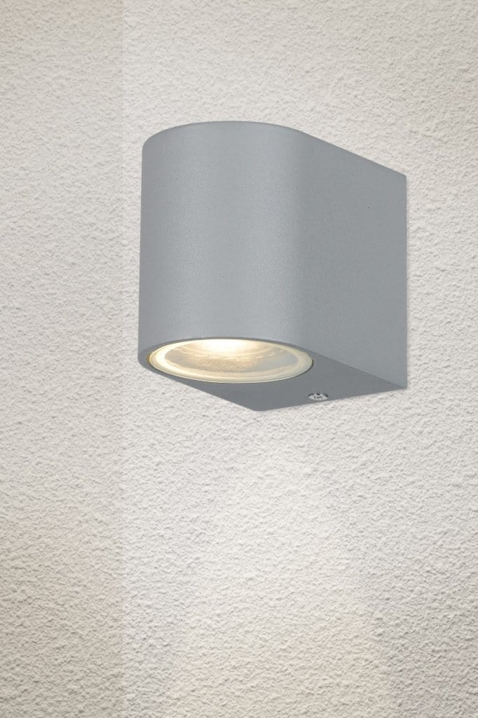 Small silver outdoor wall light