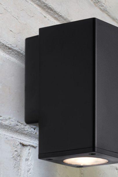 Square outdoor wall light in black finish