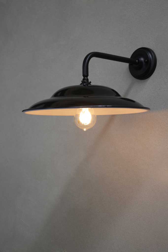 Black steel 90 degree sconce with black shade