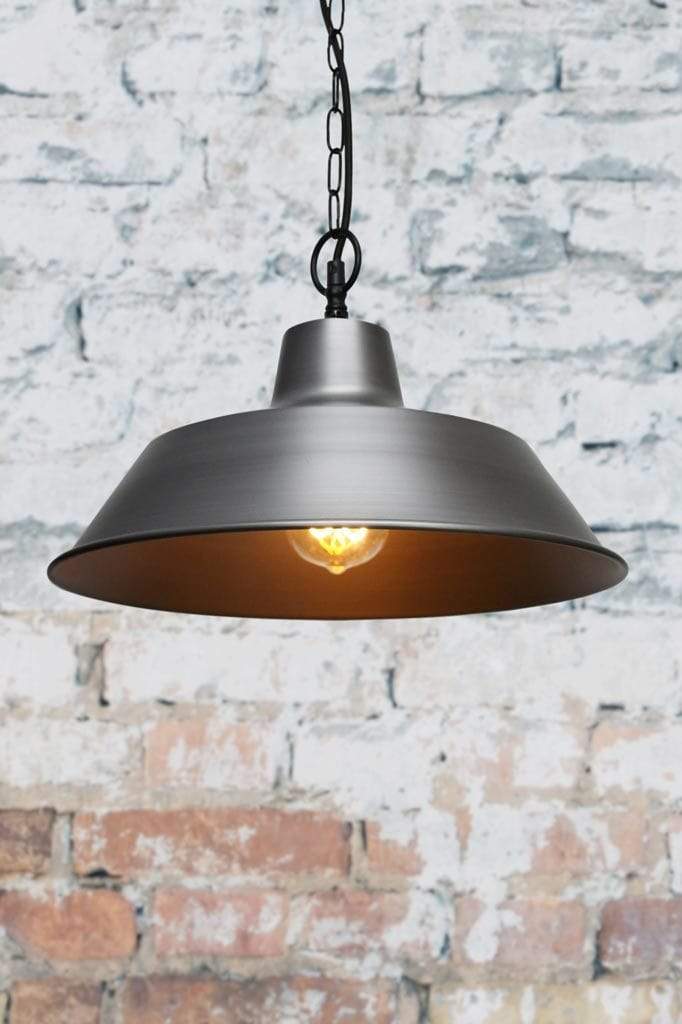 Grey metal pendant light shop shade