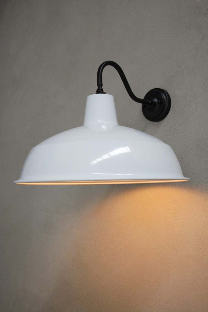 Steel black sconce with white shade